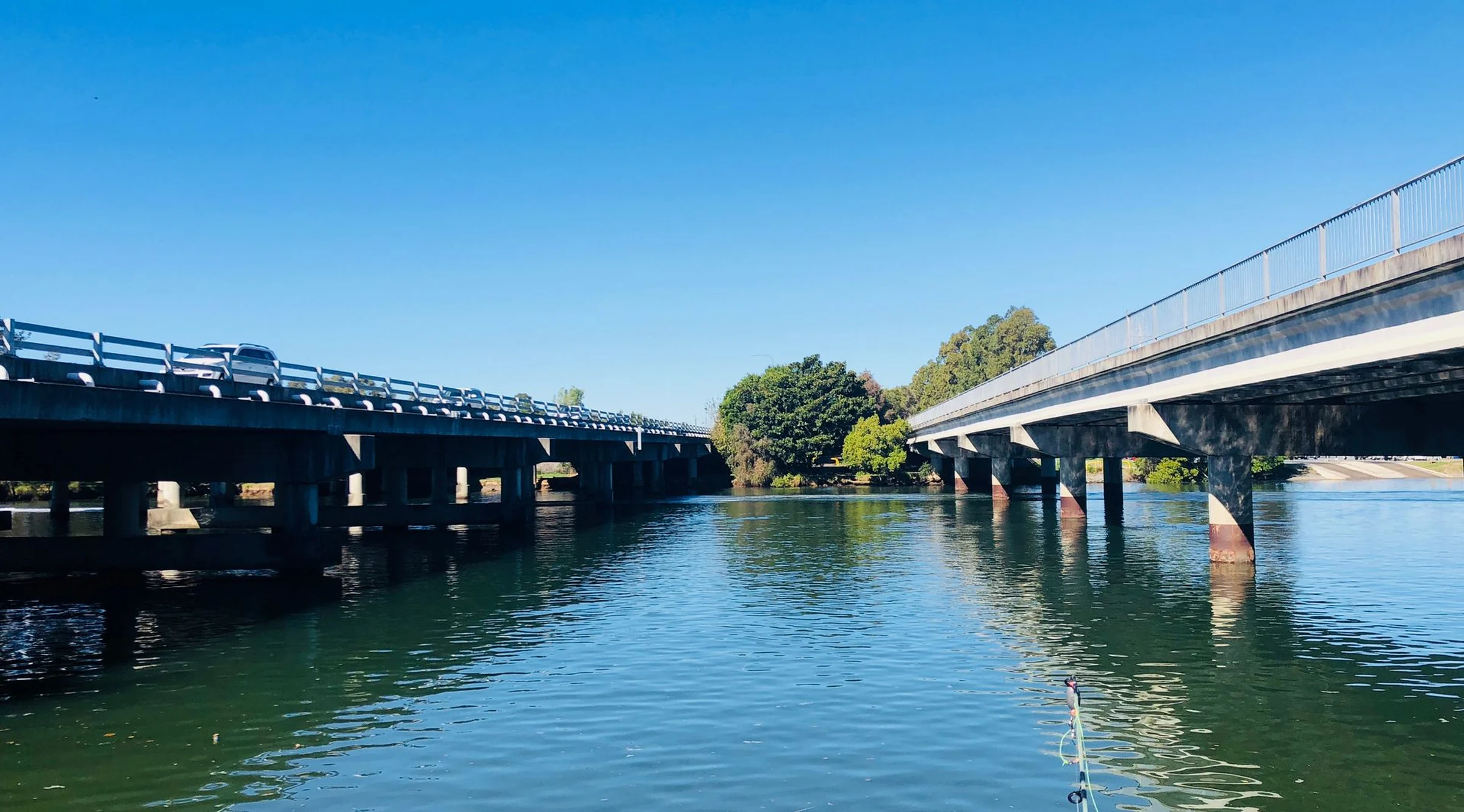 Road bridges over the river at Coomera